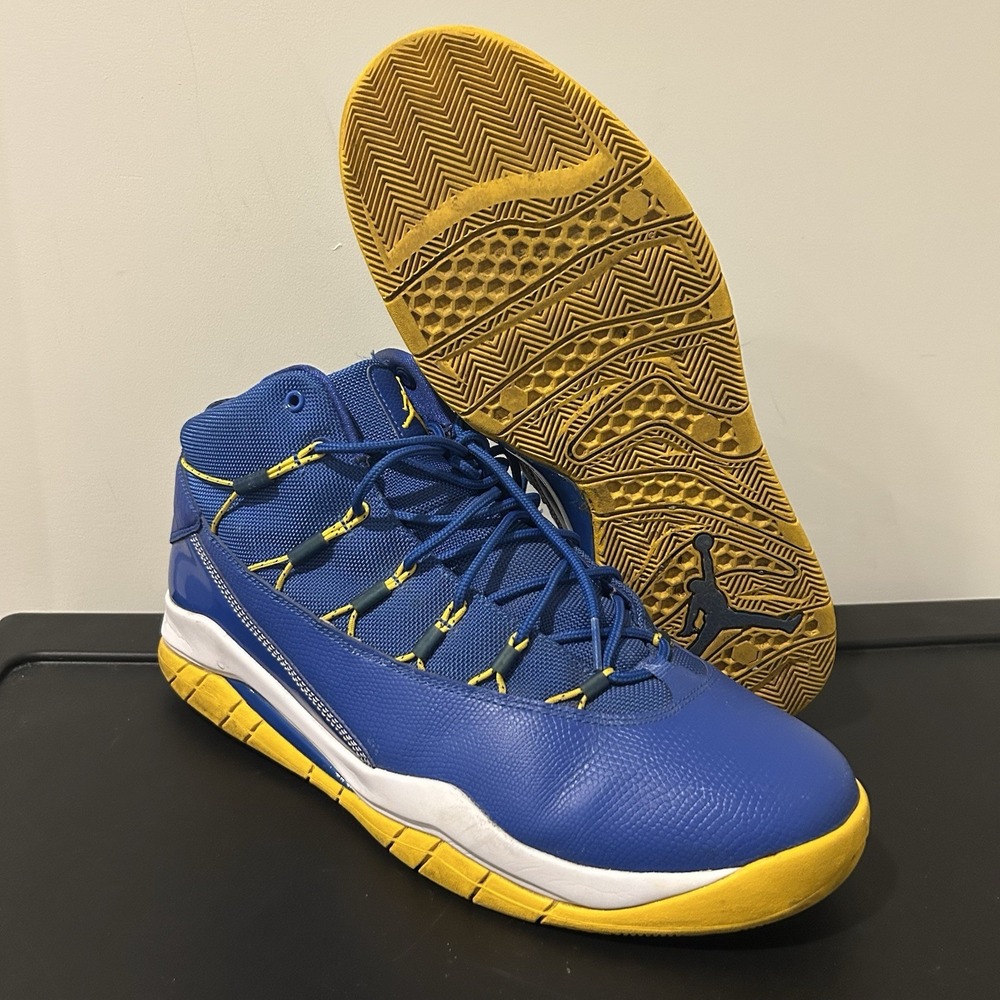 Size 12 Nike Air Jordan Prime Flight GSW Warriors Blue Yellow 616846-489 Men's